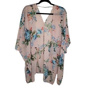 Daniel Rainn floral chiffon kimono topper size M/L